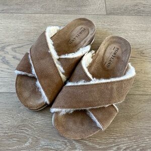 Portland Boot Company Genuine Suede Shearling Lined Sandals Shoes Sz 5